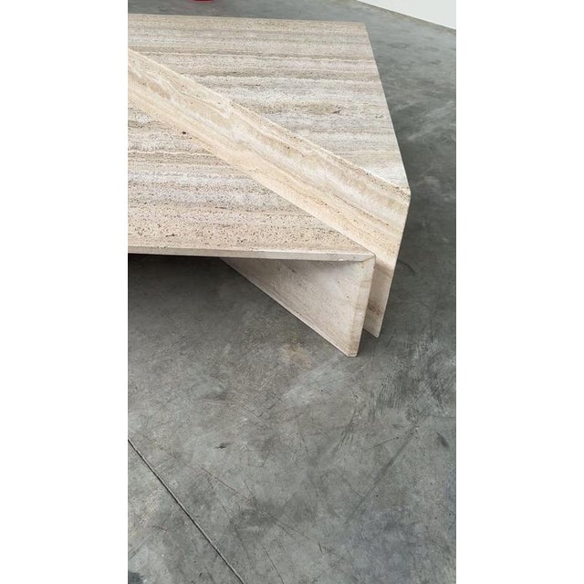Large Italian Brutalist Geometric Travertine Coffee Tables from Up & Up, Set of 2 For Sale - Image 15 of 16
