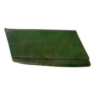 Vintage Leather, Kelly Green Mid-Century Clutch Purse by Vailerie For Sale