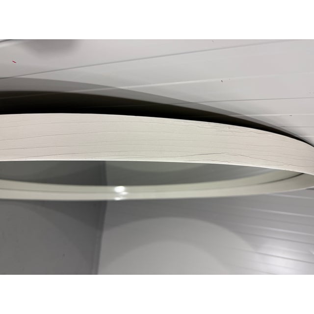White Round Wooden Wall Mirror, 1970s For Sale - Image 12 of 18