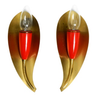 Mid-Century Modern Brass Sconces, 1950s, Set of 2 For Sale