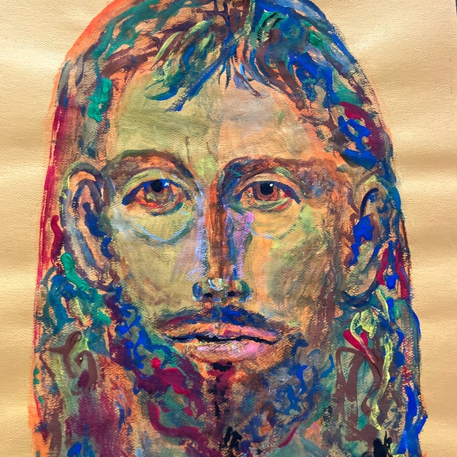 Original 12.5 x 19 painting on bright yellow paper signed bottom left unframed (wave in paper)