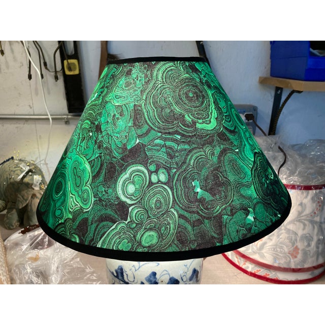 2020s Malachite Green Lampshades/Pair For Sale - Image 5 of 7