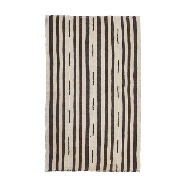 Vintage Turkish Hand-Knotted Wool Cotton Beige Kilim Area Rug For Sale - Image 11 of 11