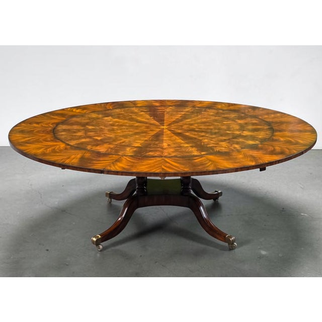 87.5" Maitland-Smith English Regency Flame Mahogany Roundabout Extendable Dining Table With Sunburst Top For Sale In Washington DC - Image 6 of 9