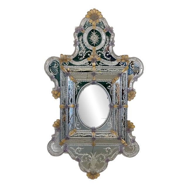 Large Murano Glass Mirror, 1960s For Sale