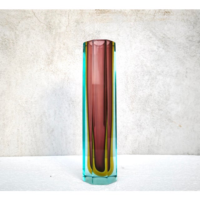 Large Murano Sommerso Block Vase 12 attributed to Mandruzzato, Italy, 1960s For Sale - Image 12 of 18