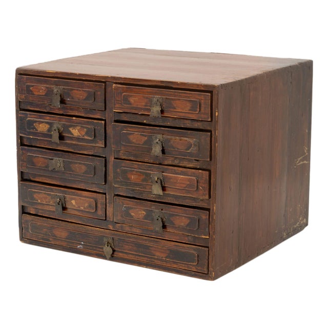 Chinese Elm Table-Top Chest of Drawers, Late 18th Century For Sale