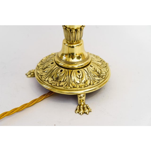 Metal Historistic Table Lamp with Fabric Shade, Vienna, 1890s For Sale - Image 7 of 16