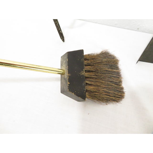 Wall Mount ~ Mid Century Modernist Brass Fireplace Tools Set ~ Donald Deskey Era For Sale - Image 16 of 17