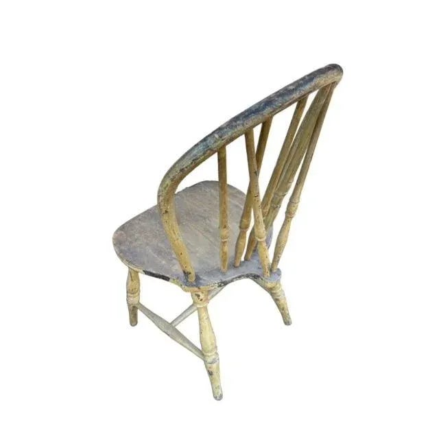 Mustard Early 1900s Rustic Spindle Back Chair, Mustard Green For Sale - Image 8 of 8