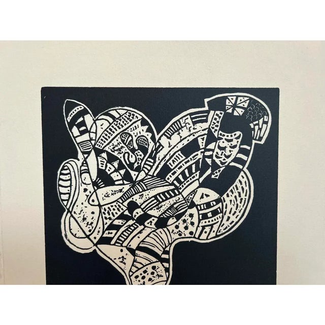 Vintage Mid-Century Abstract Woodblock Print (After Wassily Kandinsky) – c. 1970s Bring a striking piece of avant-garde...