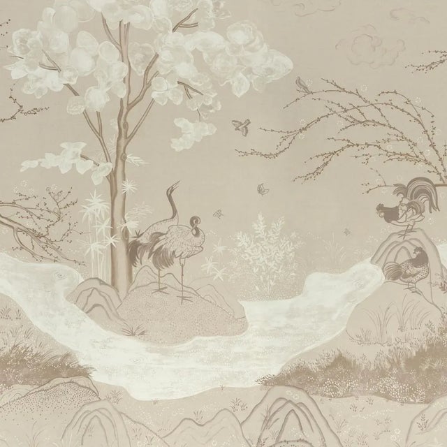 Contemporary SAMPLE - Schumacher X Colette Cosentino Birdsong 3 Panel Set In Ivory For Sale - Image 3 of 6