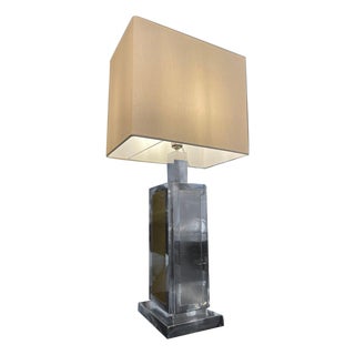 Steel and Brass Table Lamp, 1970s For Sale