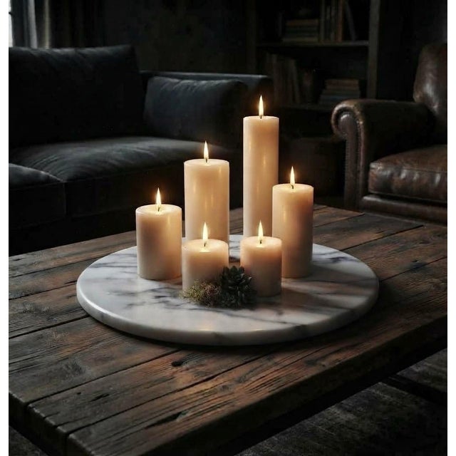 14” Round Italian Carrara Marble Charcuterie or Pastry Board - Versatile For Sale - Image 4 of 4
