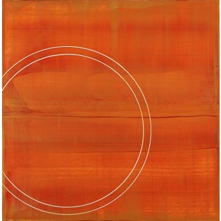 Rebecca Koury "Evolution of a Circle #2" Burnt Orange Circle Contemporary Abstract, Acrylic on Canvas/Panel, Carmel California Art For Sale