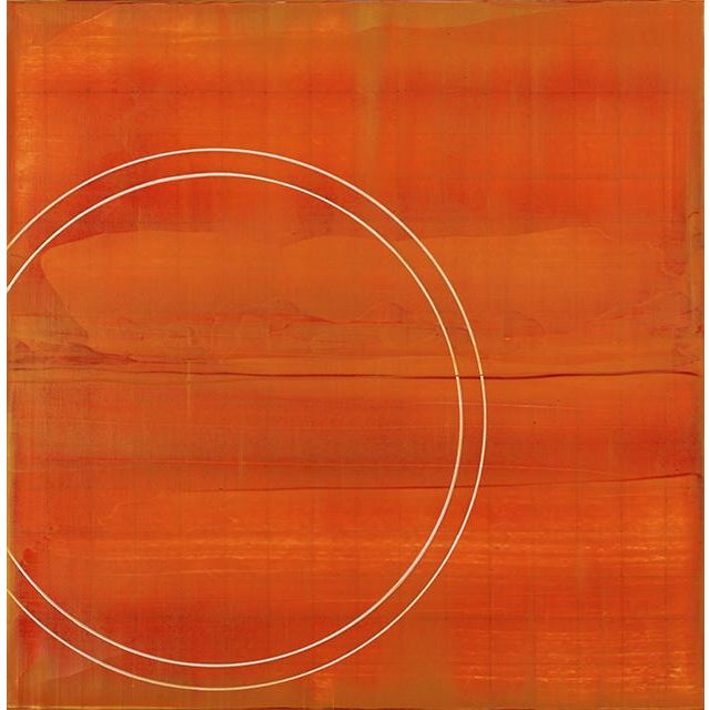 Rebecca Koury "Evolution of a Circle #2" Burnt Orange Circle Contemporary Abstract, Acrylic on Canvas/Panel, Carmel California Art For Sale
