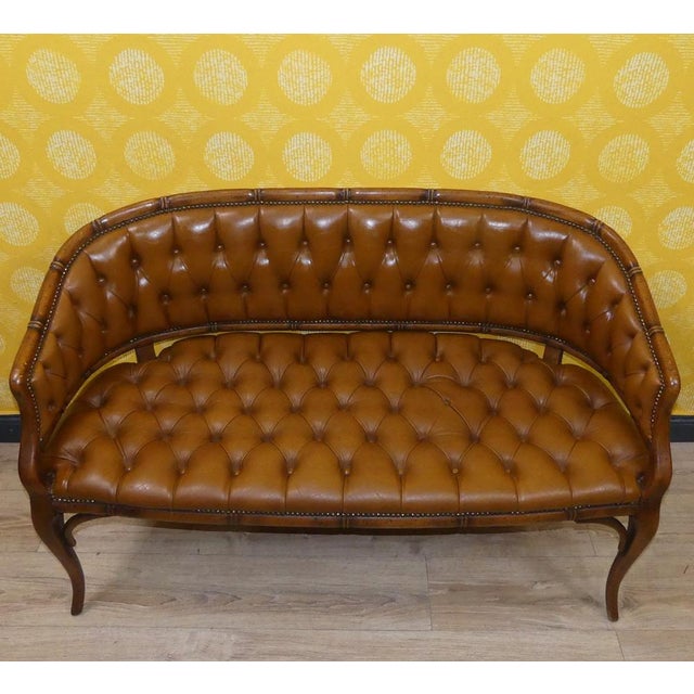 Vintage Chesterfield Style Leather Caramel Two-Seater Sofa, 1960s For Sale - Image 4 of 11