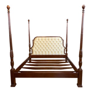 Scarborough House King Size Upholstered Mahogany Poster Bed For Sale