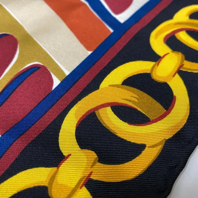 1990s 1990s Vintage Large Silk Foulard by Celine Paris For Sale - Image 5 of 12