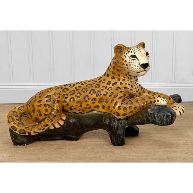 Drawing/Sketching Materials Vintage 25" Hollywood Regency Leopard Figural Statue Sculpture For Sale - Image 7 of 15