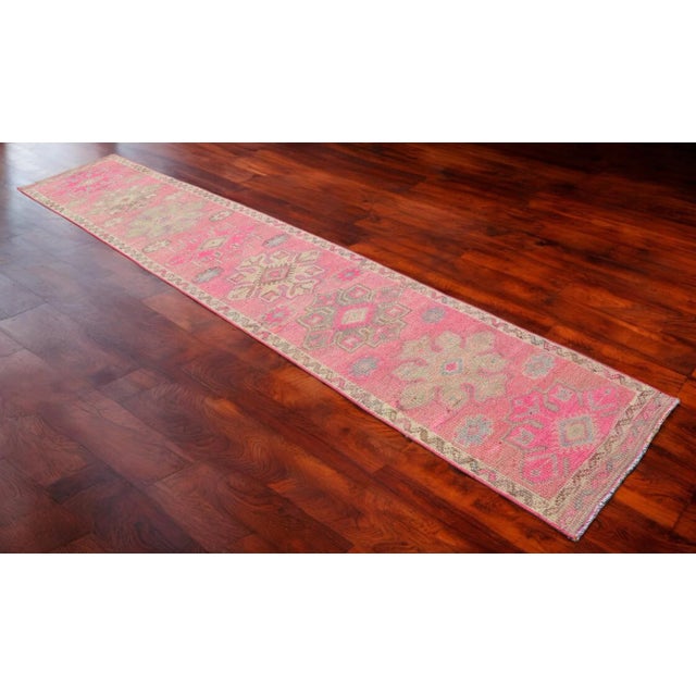 Offered is an one of a kind Kurdish runner rug, made in Anatolia approximately 50-60 years ago. The beautiful wool on...