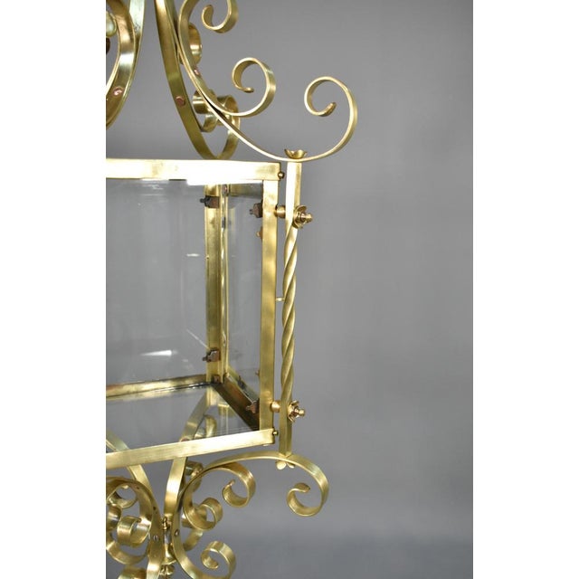 Large French Brass Lantern, 1920s For Sale - Image 9 of 18