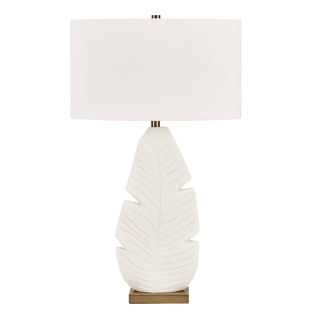 Palm Leaf White Table Lamp For Sale In Chicago - Image 6 of 8