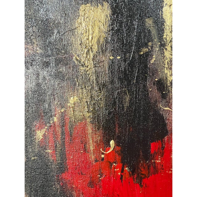 Abstract Dark Abstract Oil on Canvas Painting Norma Smith For Sale - Image 3 of 10
