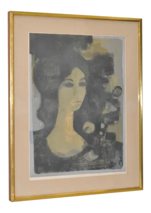 Andre Minaux "Tete De Femme" Original Lithograph C.1960s