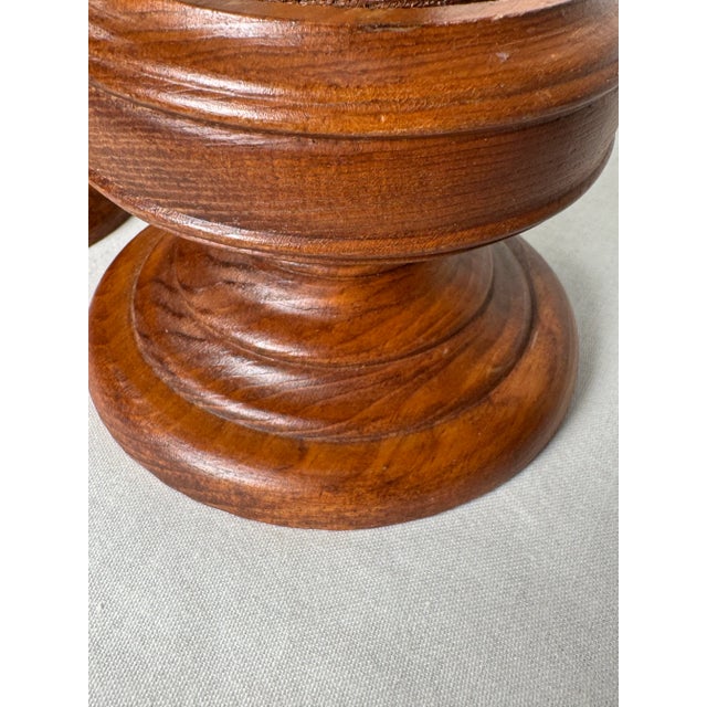Wood Mid Century Modern Solid Wood Turned Taper Candleholders, a Pair For Sale - Image 7 of 12