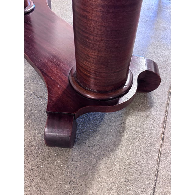 Antique Empire Style Library Pedestal Table + Drawer For Sale - Image 10 of 12