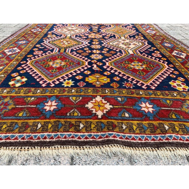 Dimensions: L 62" / W 40.5" Hand woven wool rug from the Konya region, Turkey. Very good vintage condition. Please see our...