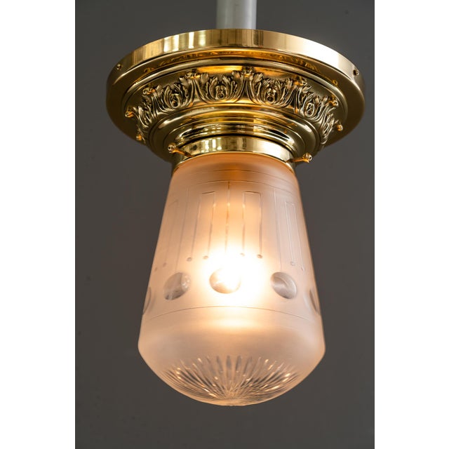 Historistic Brass Ceiling Lamp with Cut Glass Shade, Vienna, Austria, 1890s For Sale - Image 11 of 18