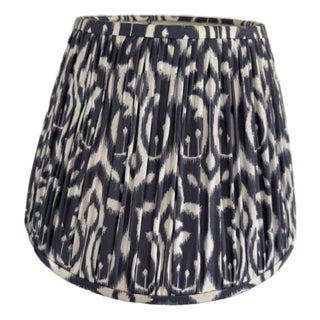 Lampshade in Pleated Blue Ikat Fabric For Sale