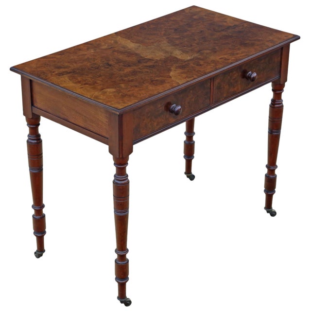 A fine-quality 19th-century writing or dressing table showcasing exceptional oyster burr walnut veneer, attractive age,...