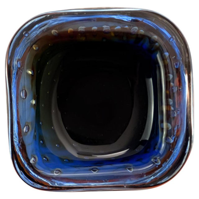 Vintage Murano Glass Bowl in Blue Amber from Fratelli Toso, Italy, 1960s For Sale - Image 10 of 10