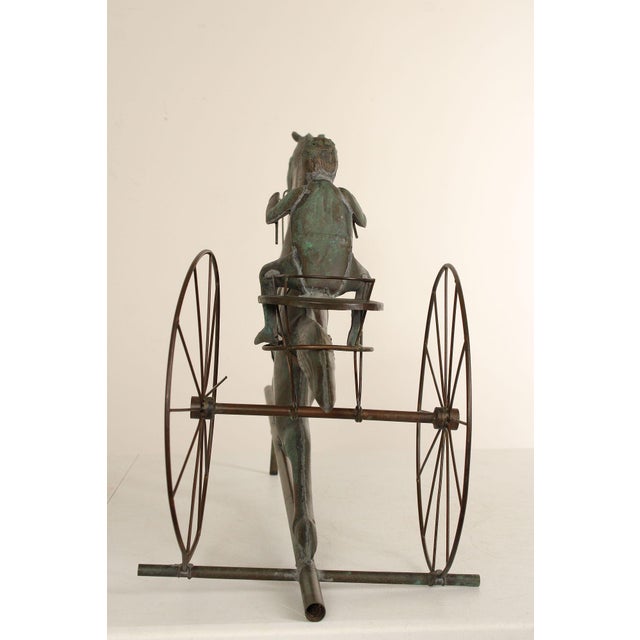 Green Vintage Jockey and Horse Copper Weathervane For Sale - Image 8 of 12