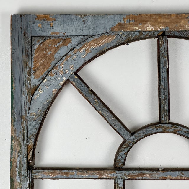 American Early 20th Century Architectural Salvaged Wooden Window Frame for Wall Decor For Sale - Image 3 of 12