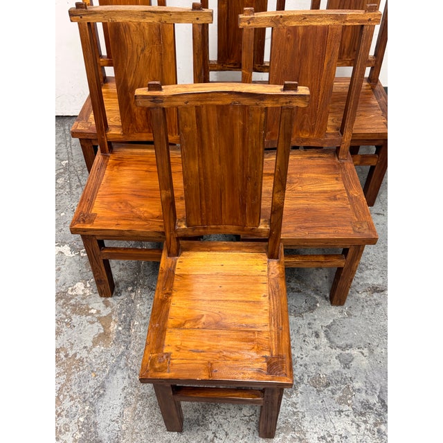 Wood Handcrafted Dining Chairs, Set of Six For Sale - Image 7 of 12
