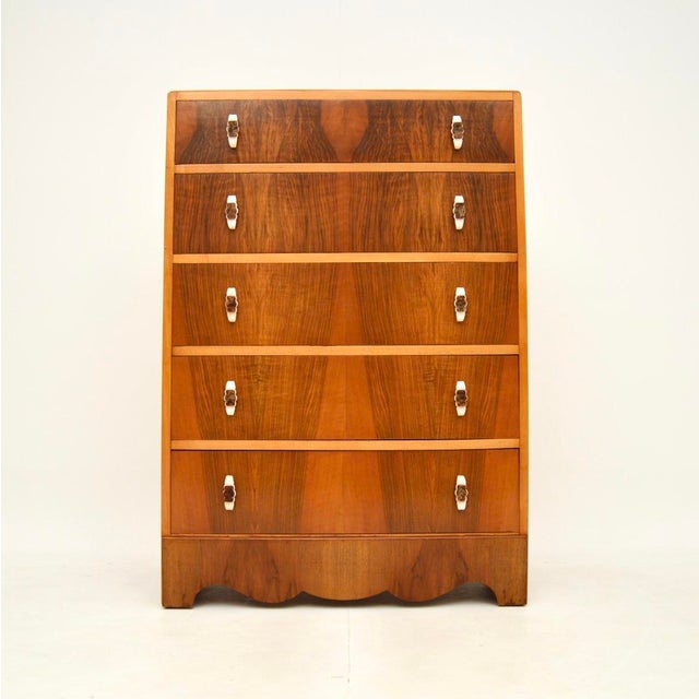 Mid-Century Modern Art Deco Figured Walnut Chest of Drawers, 1930s For Sale - Image 3 of 11