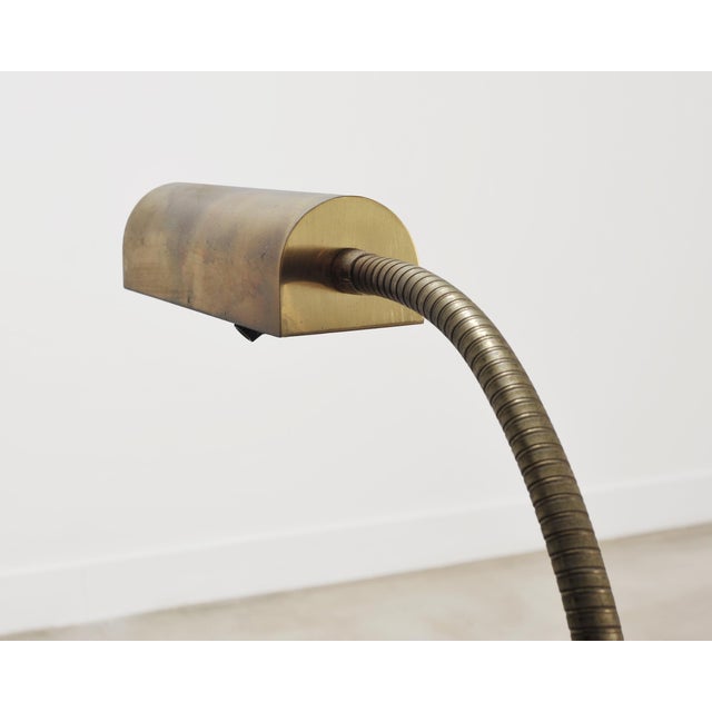 Late 20th Century Mid-Century Modern Patinated Brass Adjustable Pharmacy Floor Lamp For Sale In Sacramento - Image 6 of 16