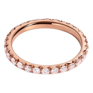 Micro-Pave Pink Diamond 1.50 Carat Eternity Wedding Band in 18K Rose Gold For Sale