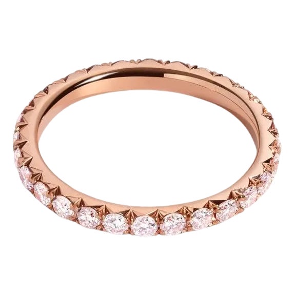 Micro-Pave Pink Diamond 1.50 Carat Eternity Wedding Band in 18K Rose Gold For Sale