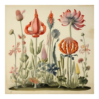 18" X 18" Florilegium - Original Botanical Floral Print, Unframed For Sale