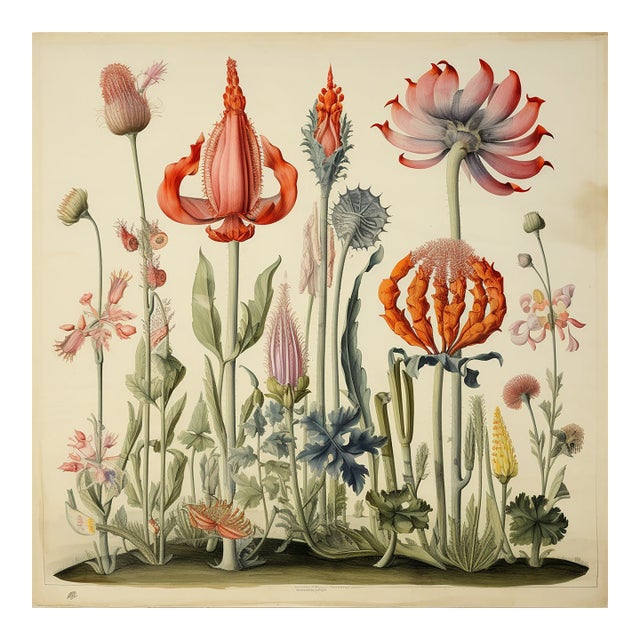 18" X 18" Florilegium - Original Botanical Floral Print, Unframed For Sale