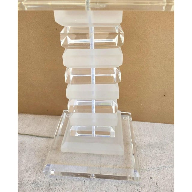 Plastic Vintage Stacked Skyscraper Karl Springer Style Floor Table Lamp 1970s For Sale - Image 7 of 10