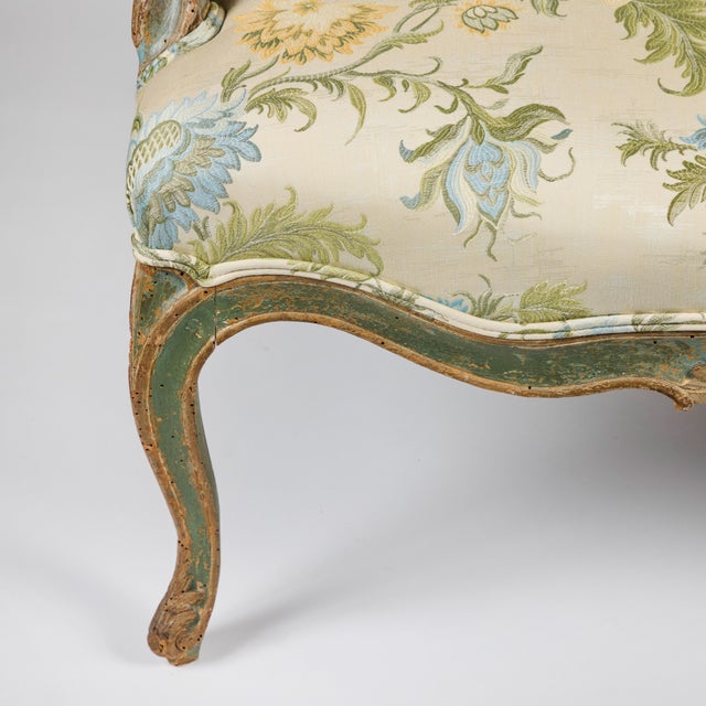 Wood 18th Century Painted French Armchair in Coraggio Fabric For Sale - Image 7 of 10