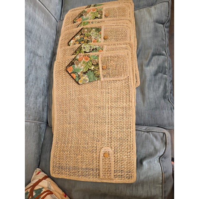 Tan Vintage Rattan Placemats With Napkins - Set of 8 For Sale - Image 8 of 12