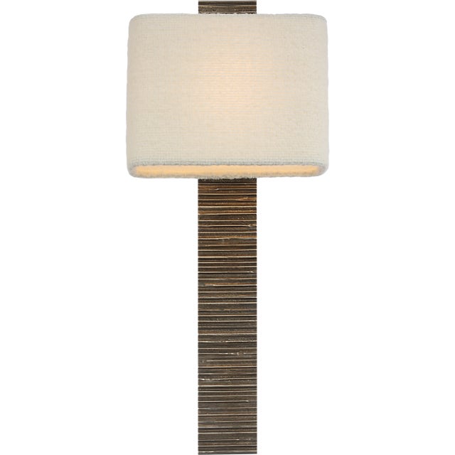 Fumar 23" Tail Sconce in Ridged Graphite with BouclÃ© Shade Designer: Anne-Marie Barton Finish: Ridged Graphite Height:...