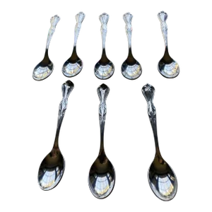 Vintage International Silver Co. Stainless " Floral" Demitasse Spoons- Set of 7